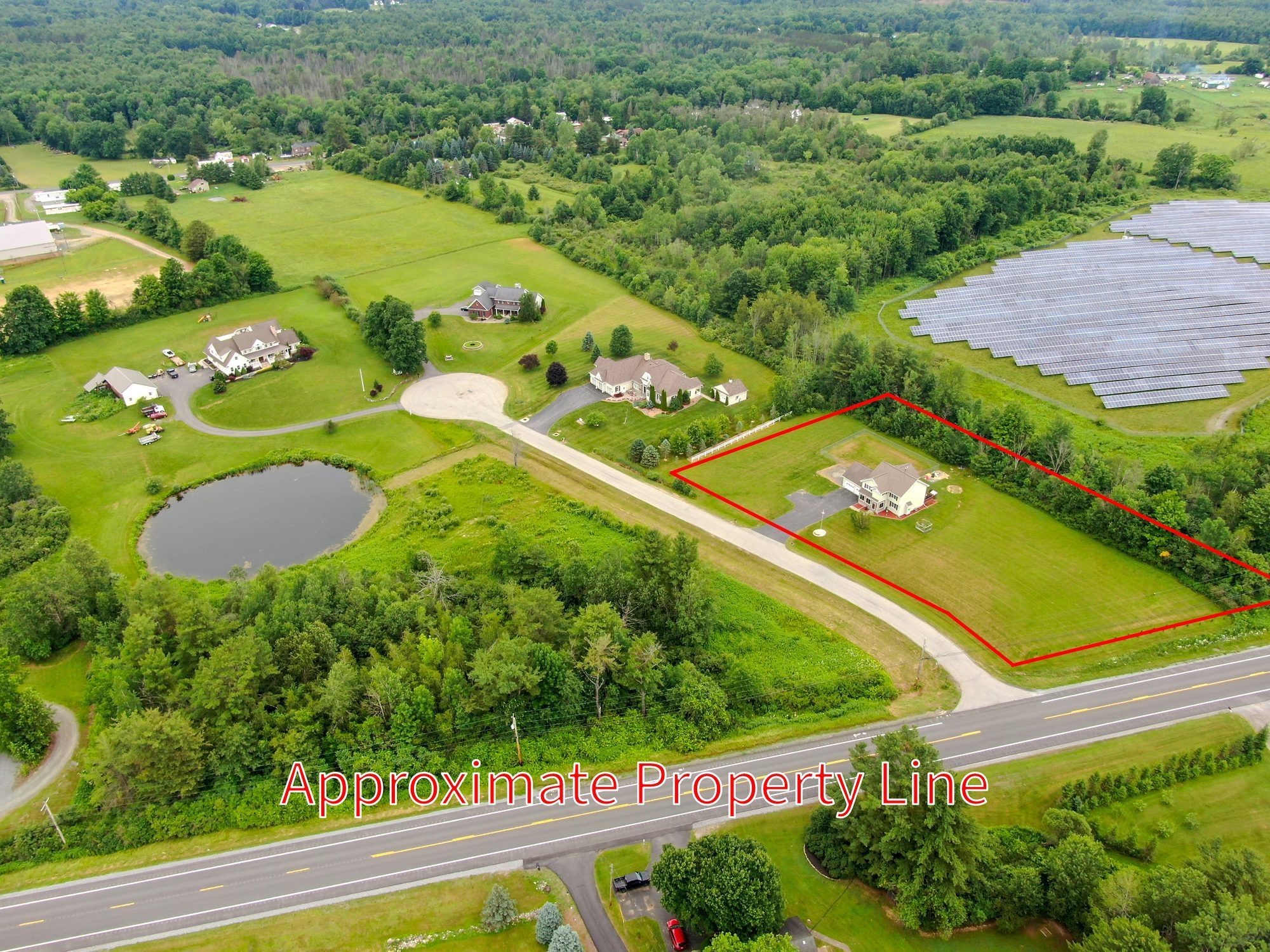 Aerial drone photography, Capital Region NY, property lines marked